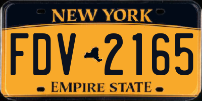 NY license plate FDV2165