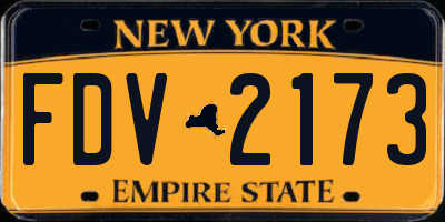 NY license plate FDV2173