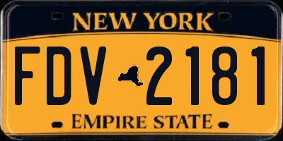 NY license plate FDV2181