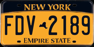NY license plate FDV2189