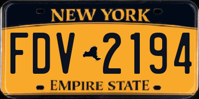 NY license plate FDV2194