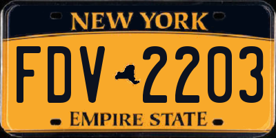 NY license plate FDV2203
