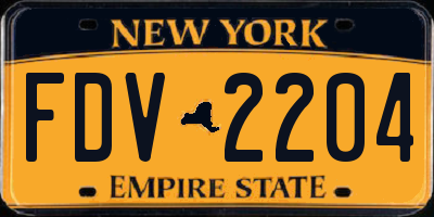 NY license plate FDV2204