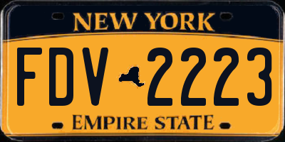 NY license plate FDV2223