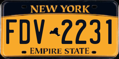 NY license plate FDV2231