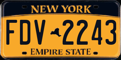 NY license plate FDV2243