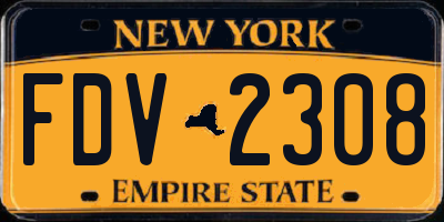 NY license plate FDV2308