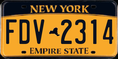 NY license plate FDV2314