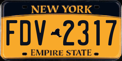 NY license plate FDV2317