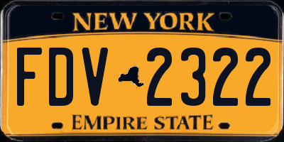 NY license plate FDV2322