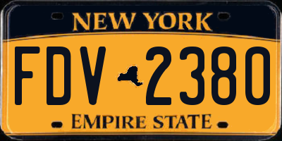 NY license plate FDV2380