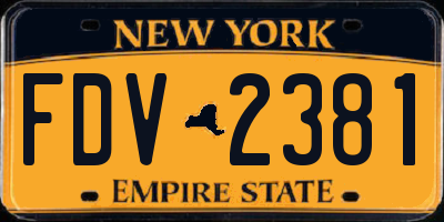 NY license plate FDV2381