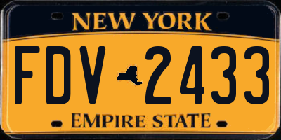 NY license plate FDV2433