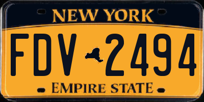 NY license plate FDV2494