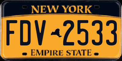 NY license plate FDV2533