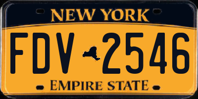 NY license plate FDV2546
