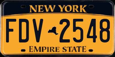 NY license plate FDV2548