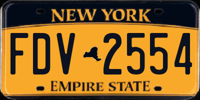 NY license plate FDV2554