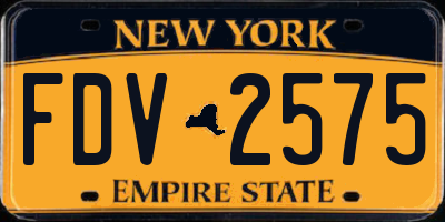 NY license plate FDV2575