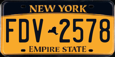 NY license plate FDV2578