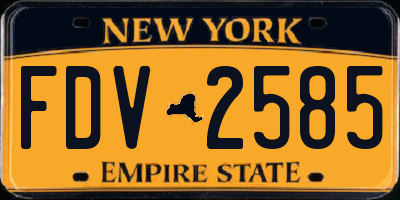 NY license plate FDV2585