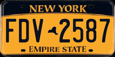 NY license plate FDV2587
