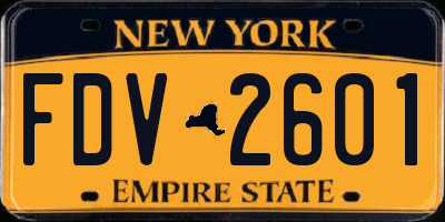 NY license plate FDV2601