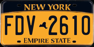 NY license plate FDV2610