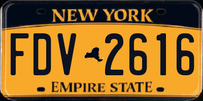 NY license plate FDV2616