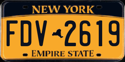 NY license plate FDV2619