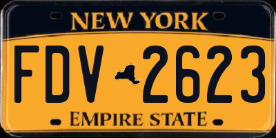 NY license plate FDV2623