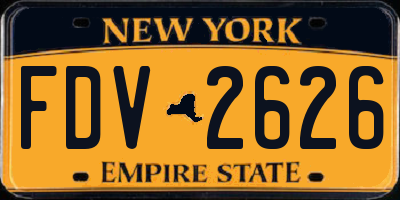NY license plate FDV2626