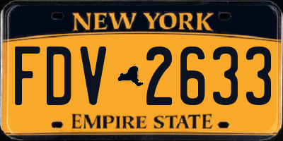 NY license plate FDV2633