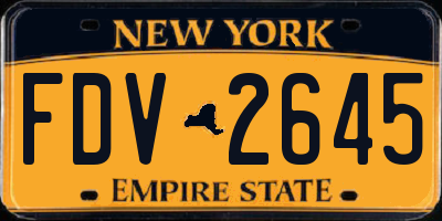 NY license plate FDV2645
