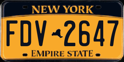 NY license plate FDV2647