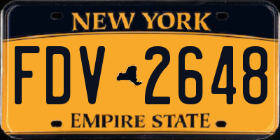NY license plate FDV2648