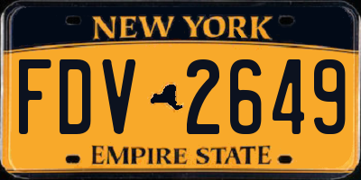 NY license plate FDV2649
