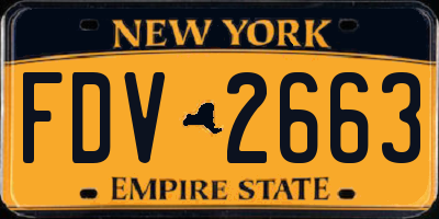 NY license plate FDV2663