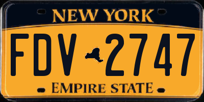 NY license plate FDV2747