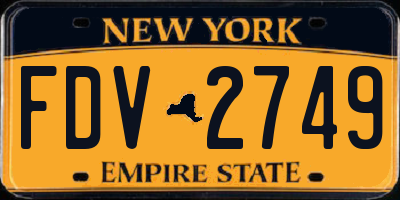 NY license plate FDV2749