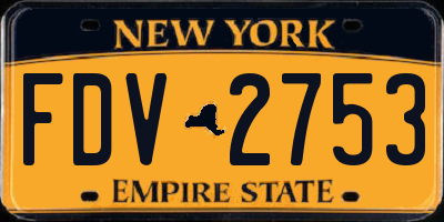 NY license plate FDV2753
