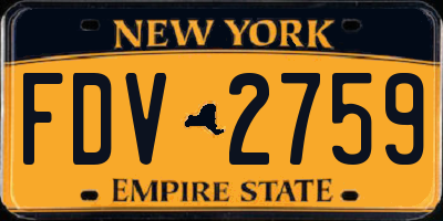 NY license plate FDV2759