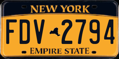 NY license plate FDV2794
