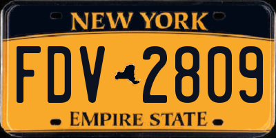 NY license plate FDV2809