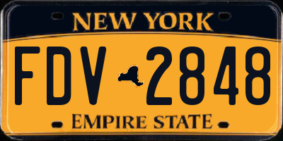 NY license plate FDV2848
