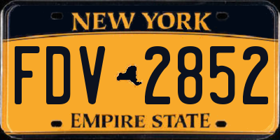 NY license plate FDV2852