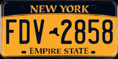 NY license plate FDV2858