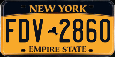 NY license plate FDV2860