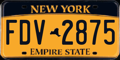 NY license plate FDV2875