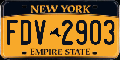 NY license plate FDV2903